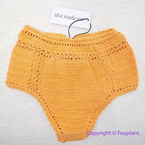 NEW Free People She Made Me Essential High-Waisted Crochet‎ Bikini Bottoms, S - Picture 4 of 14